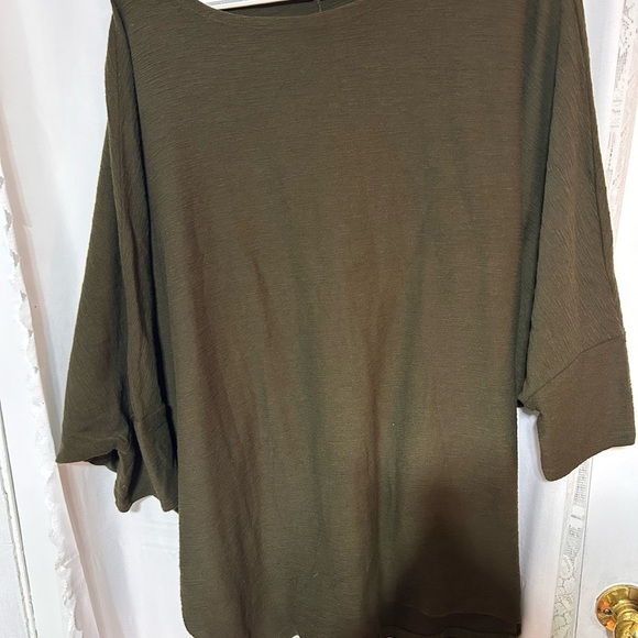 Nina Leonard Khaki Women's Tunic Top XL - batwing sleeves- like new - Picture 11 of 11